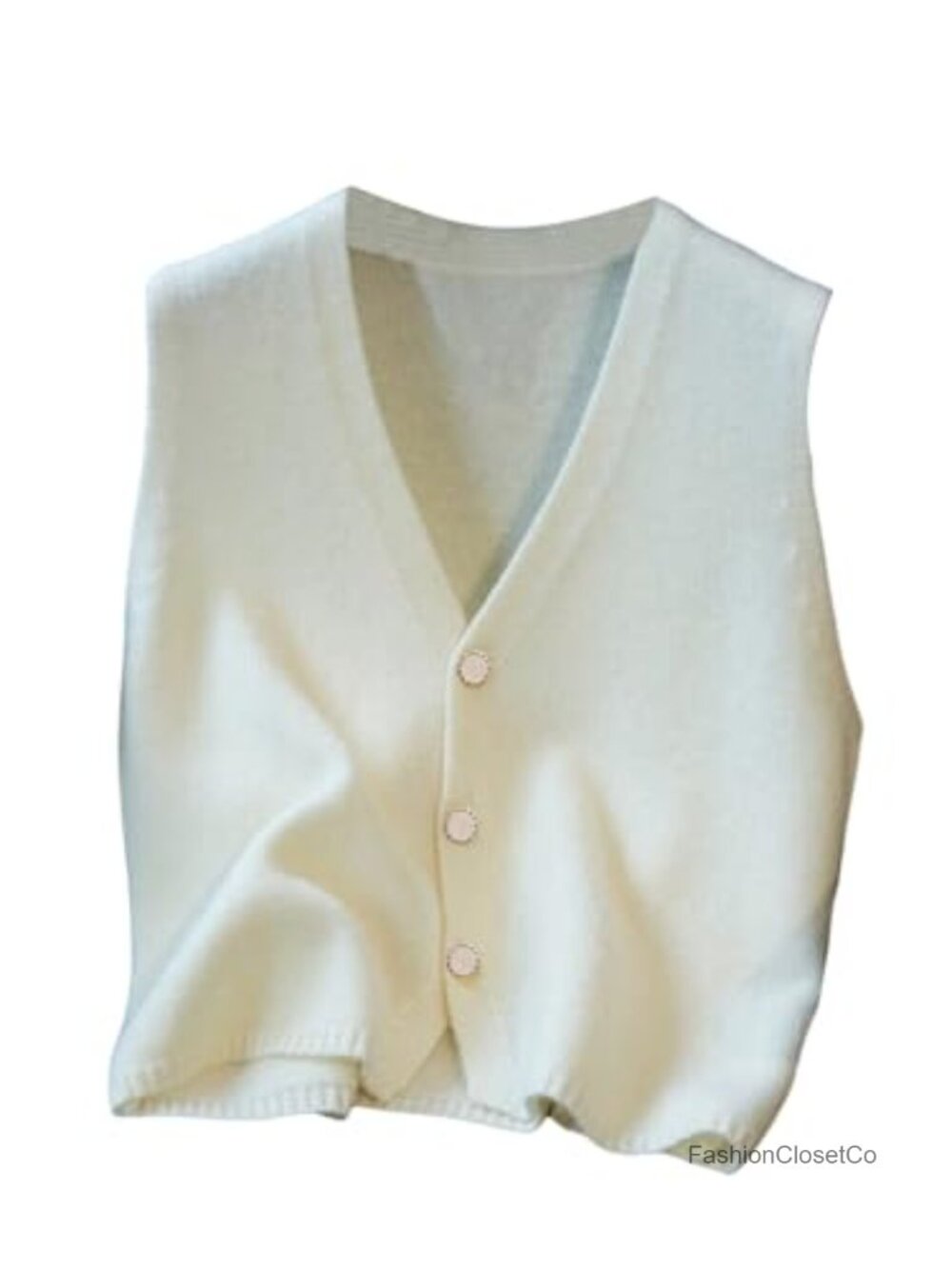 Sweater Vest Knit Sleeveless V-Neck Button Front Women's Fall